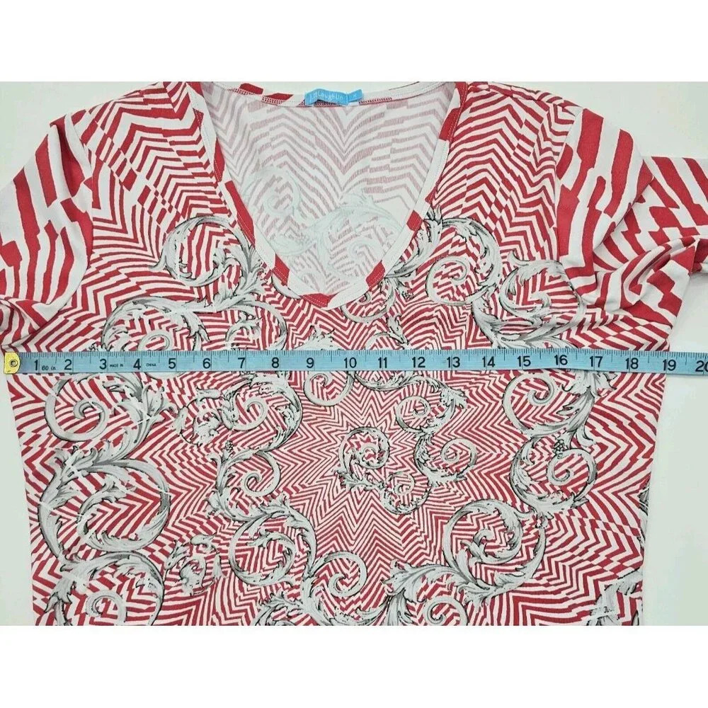 J. McLaughlin Red and White Patterned Blouse - Picture 4 of 6